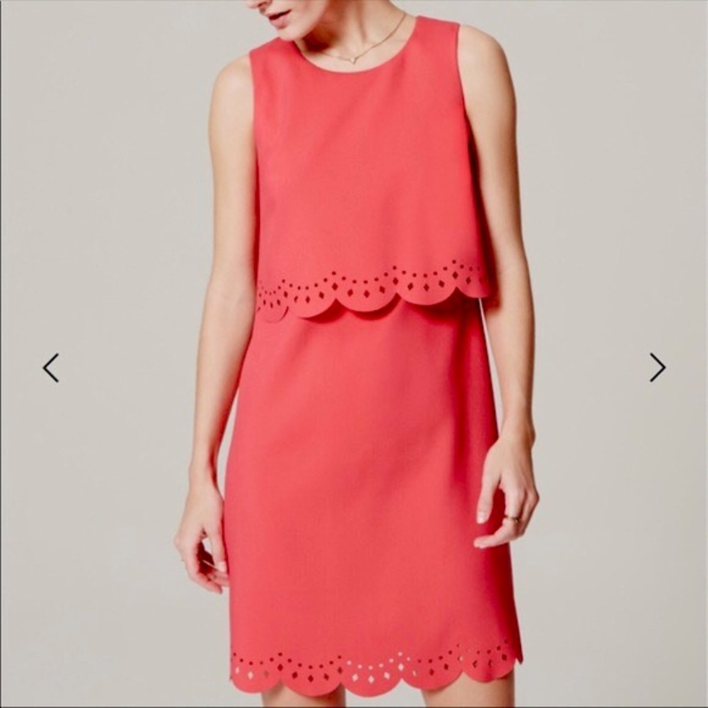 Loft Pink Scalloped Dress